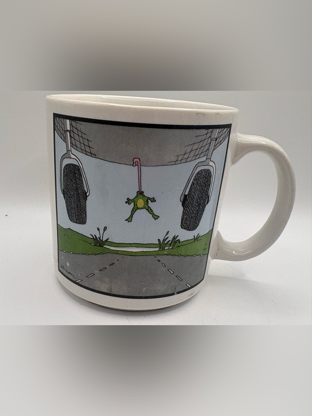 Vintage 1984 The Far Side Gary Larson Frog Airplane Coffee Mug OZ Ceramic